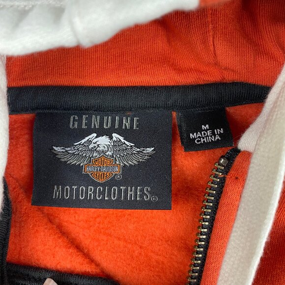 Harley Davidson Women's Classic Orange Black White Colorblock Hoodie Size M - Picture 14 of 16